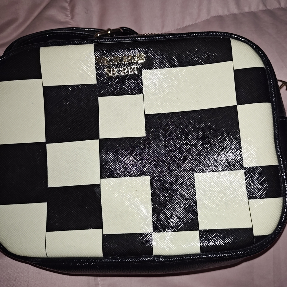 Victoria's Secret Black and Cream Checkered Bag